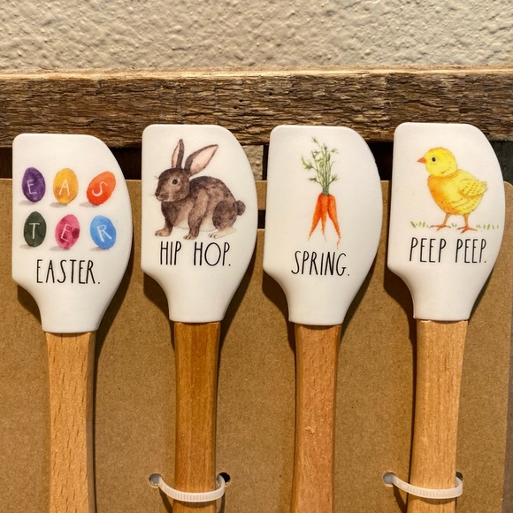 Rae Dunn Easter Mini Silicone Spatulas Wooden Handles Set Of 4, Easter Spatulas - Picture 4 of 12